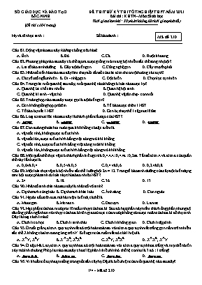 Đề thi thử Tốt nghiệp THPT môn Sinh học - Mã đề 210 - Năm học 2020-2021 - Sở giáo dục và đào tạo Bắc Ninh (Có đáp án)
